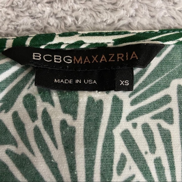 BCBGMaxAzria Green White Print Wrap Dress XS - Picture 10 of 12
